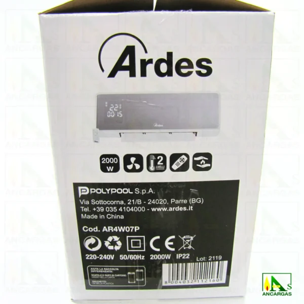 Termoventilador de Pared Pareto Screen - Imagen Web de Ancargas ©