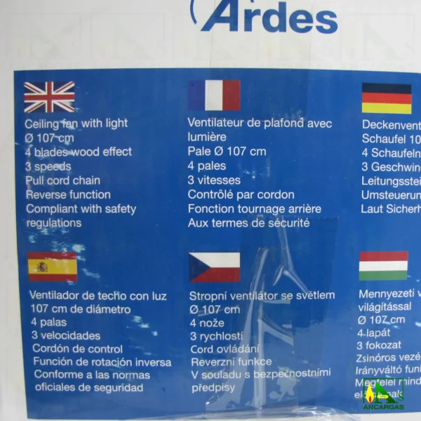 Ardes Ventilador de techo - Imagen Web de Ancargas ©