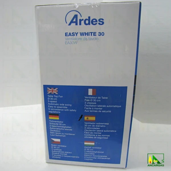Ardes Ventilador de sobremesa Easy 30 blanco - Imagen Web de Ancargas ©
