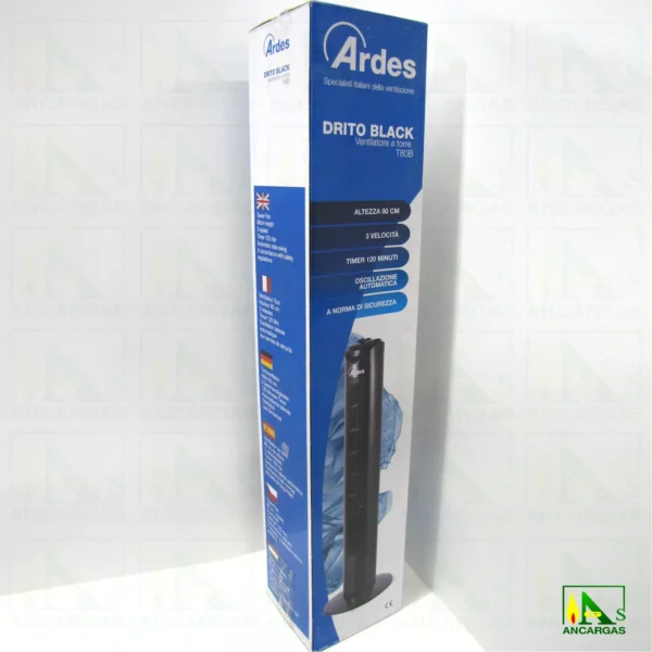 VENTILADOR TORRE NEGRO DRITO ALTURA 80 CM - Imagen Web de Ancargas ©