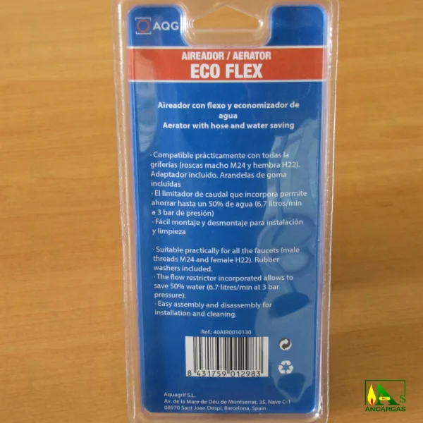 Aereador Economizador de Agua con flexo Ecoflex - Imagen Web de Ancargas ©