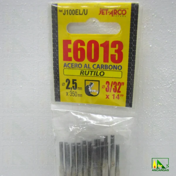 Electrodo Rutilo universal para soldadura eléctrica Jet Arco AWS E-6013 2,5mm - Imagen Web de Ancargas ©