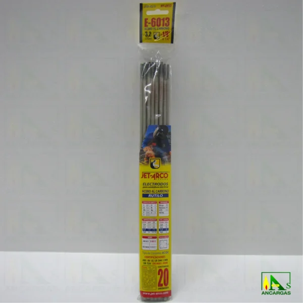 Electrodo Rutilo universal para soldadura eléctrica Jet Arco AWS E-6013 3,2mm - Imagen Web de Ancargas ©