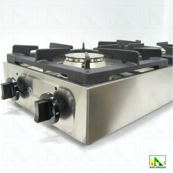 Cocina industrial Parker gas 2 fuegos acero inox - Imagen Web de Ancargas ©