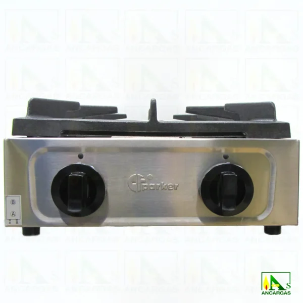 Cocina industrial Parker gas 2 fuegos acero inox - Imagen Web de Ancargas ©