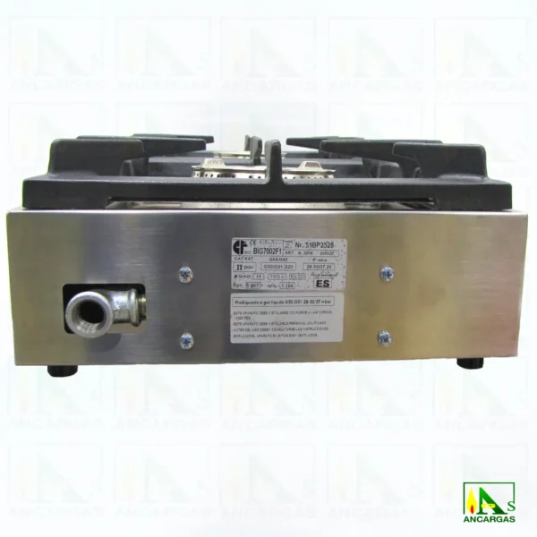 Cocina industrial Parker gas 2 fuegos acero inox - Imagen Web de Ancargas ©