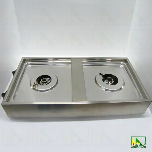 Cocina industrial Parker gas 2 fuegos acero inox - Imagen Web de Ancargas ©