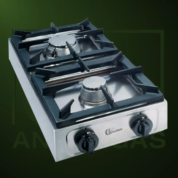 Cocina industrial Parker gas 2 fuegos acero inox - Imagen Web de Ancargas ©