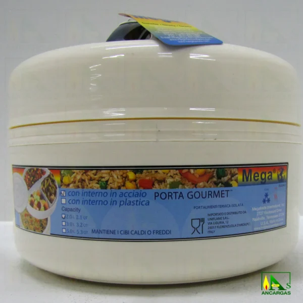 Fiambrera 2 compartimentos aislados con asa externa de capacidad 2L - Imagen Web de Ancargas ©