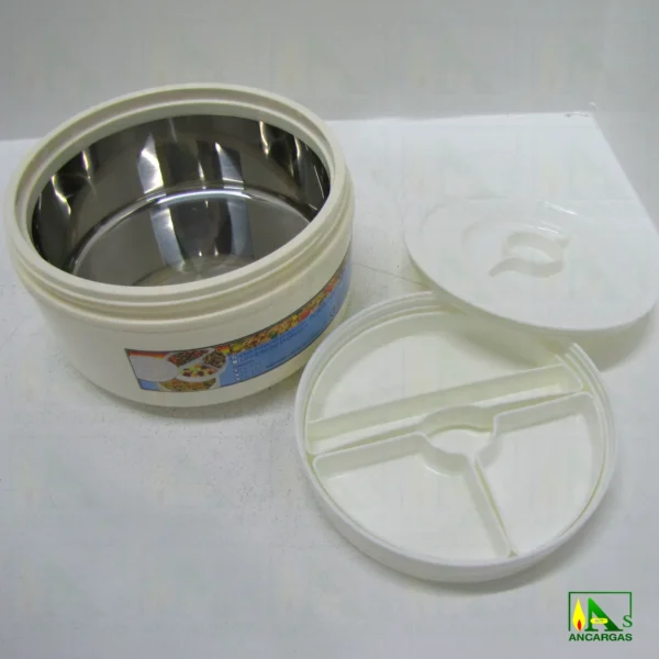Fiambrera 2 compartimentos aislados con asa externa de capacidad 2L - Imagen Web de Ancargas ©