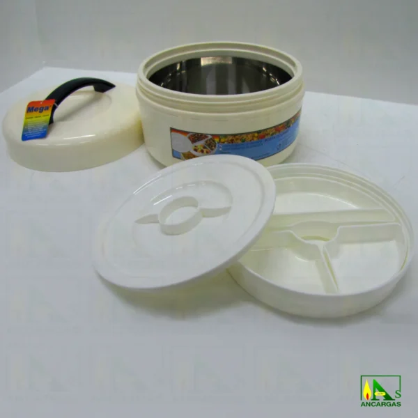 Fiambrera 2 compartimentos aislados con asa externa de capacidad 2L - Imagen Web de Ancargas ©