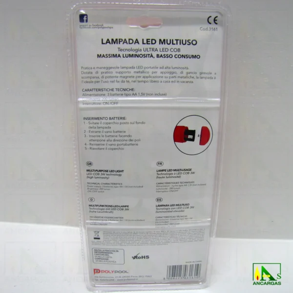Ardes PolyPool Linterna LED COB 3W 200lm con soporte - Imagen Web de Ancargas ©