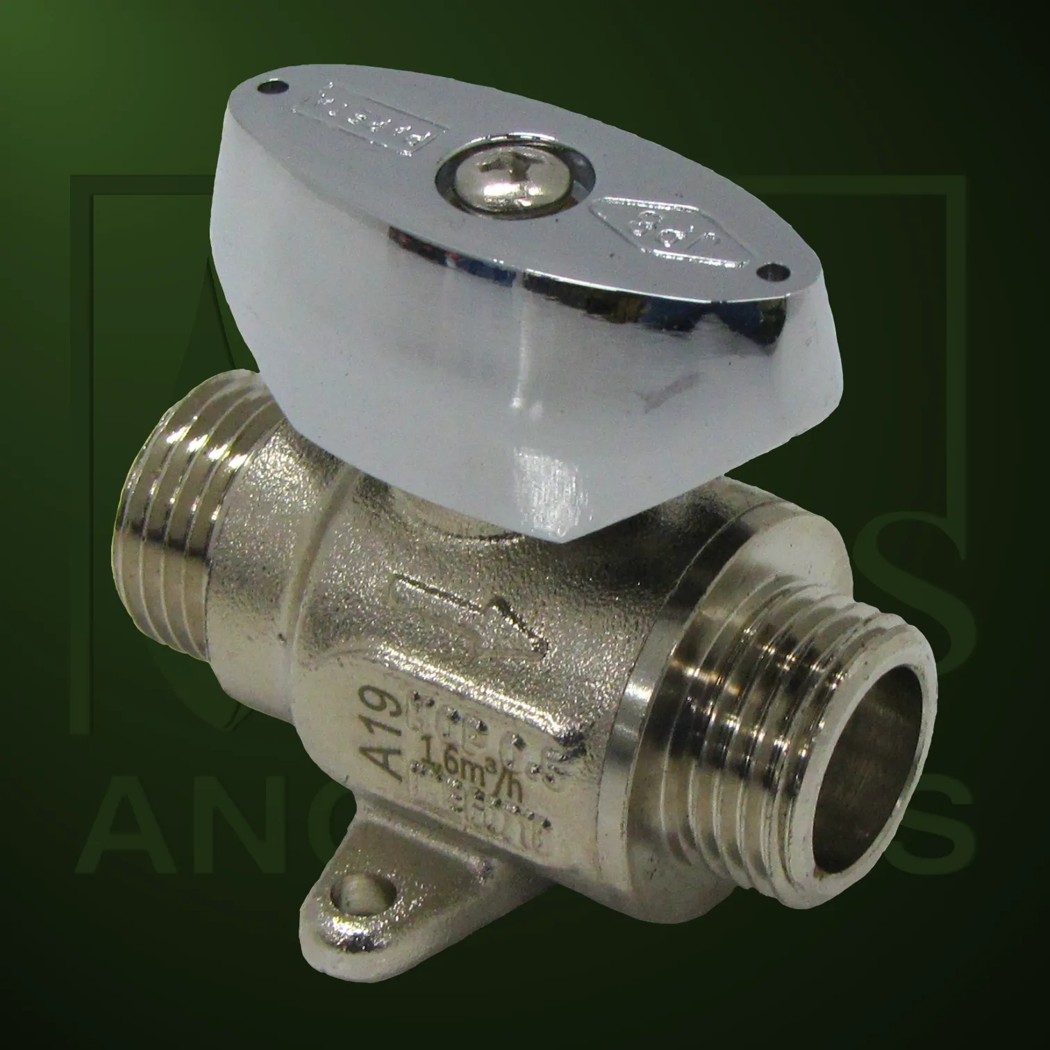 Llave de corte PN-5 - Llave esfera cromada con limitador de caudal y bloqueo - Imagen Web de Ancargas ©