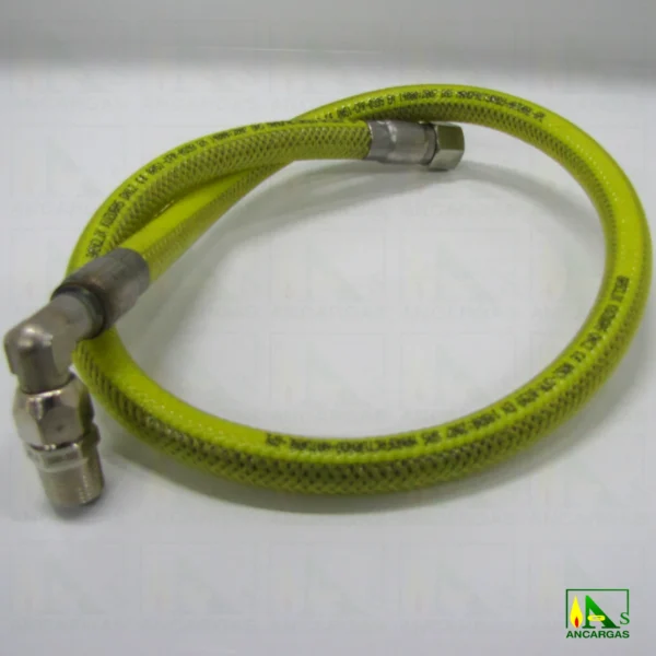Tubo flexible inox. Presinox blindado con válvula para aparatos fijos y moviles - Imagen Web de Ancargas ©