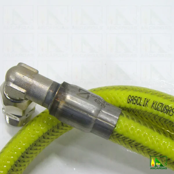 Tubo flexible inox. Presinox blindado con válvula para aparatos fijos y moviles - Imagen Web de Ancargas ©