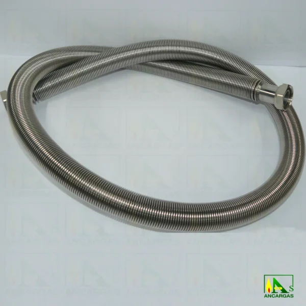 Tubo Metalico Iinoxidable 316l con tuerca de laton niquelada sin funda - Imagen Web de Ancargas ©
