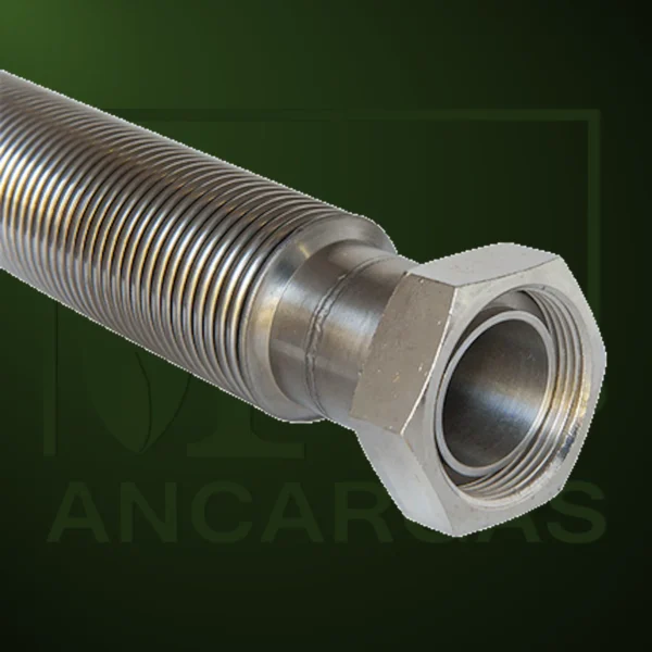 Tubo Metalico Iinoxidable 316l con tuerca de laton niquelada sin funda - Imagen Web de Ancargas ©