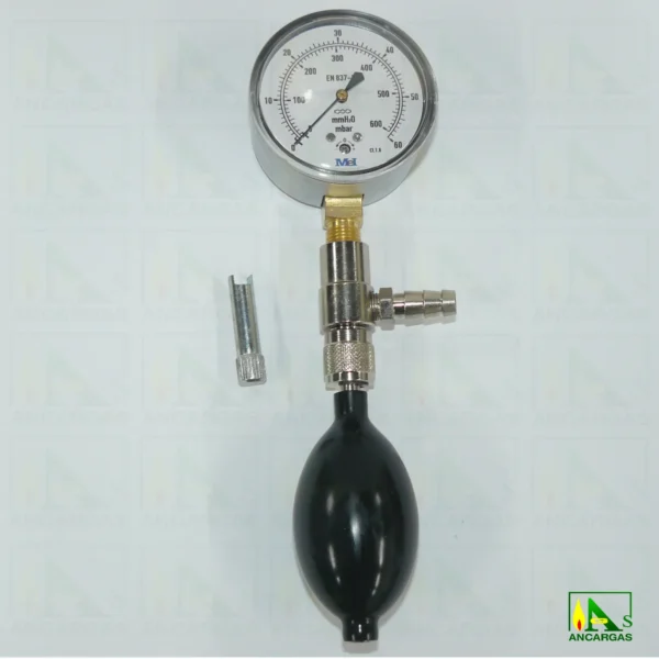 Conjunto ventómetro de 0 - 600 mm.c.d.a. para comprobación estanqueidad - Imagen Web de Ancargas ©