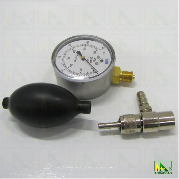 Conjunto ventómetro de 0 - 600 mm.c.d.a. para comprobación estanqueidad - Imagen Web de Ancargas ©