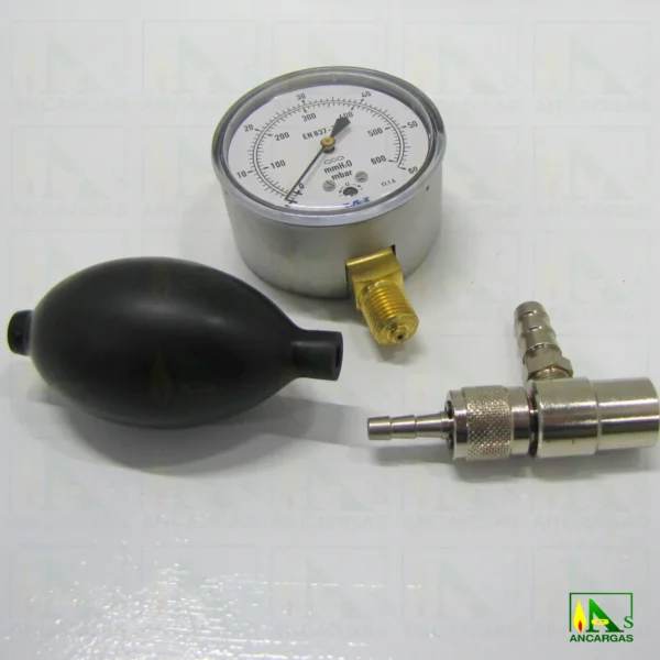 Conjunto ventómetro de 0 - 600 mm.c.d.a. para comprobación estanqueidad - Imagen Web de Ancargas ©
