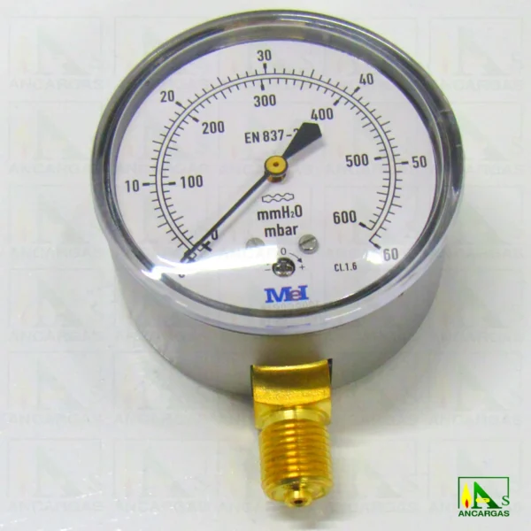 Conjunto ventómetro de 0 - 600 mm.c.d.a. para comprobación estanqueidad - Imagen Web de Ancargas ©