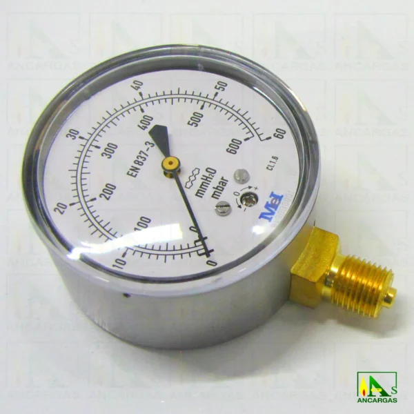 Conjunto ventómetro de 0 - 600 mm.c.d.a. para comprobación estanqueidad - Imagen Web de Ancargas ©