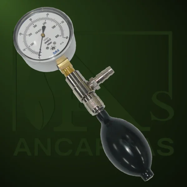 Conjunto ventómetro de 0 - 600 mm.c.d.a. para comprobación estanqueidad - Imagen Web de Ancargas ©