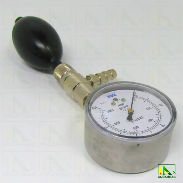 Conjunto ventómetro de 0 - 1000 mm.c.d.a. para comprobación estanqueidad - Imagen Web de Ancargas ©