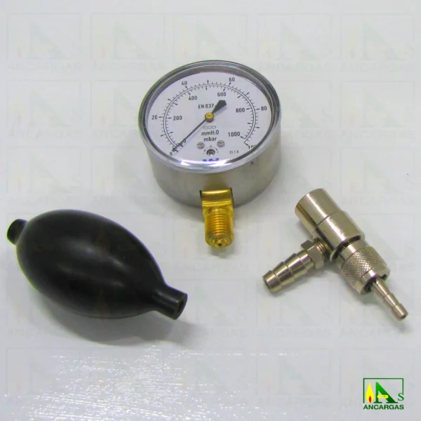 Conjunto ventómetro de 0 - 1000 mm.c.d.a. para comprobación estanqueidad - Imagen Web de Ancargas ©