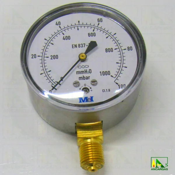 Conjunto ventómetro de 0 - 1000 mm.c.d.a. para comprobación estanqueidad - Imagen Web de Ancargas ©