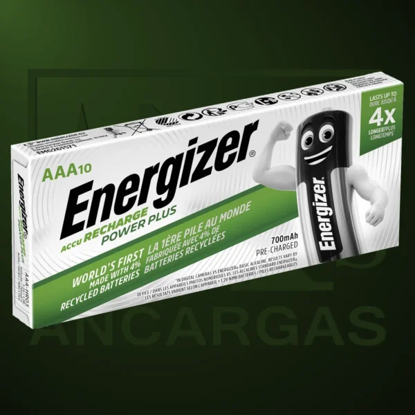 Pila Energizer - Power Plus Recargable Pack HR03 700MAH AAA x 10 - Imagen Web de Ancargas ©