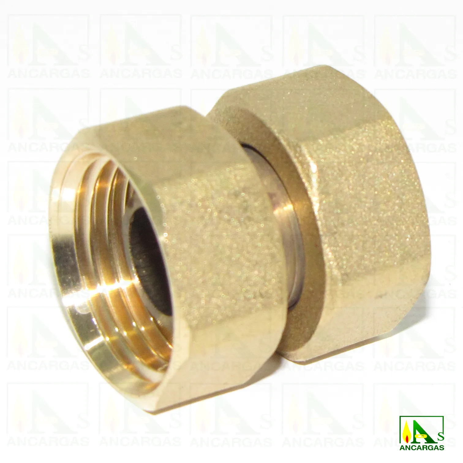 Racor doble tuerca corta de latón HxH - Imagen Web de Ancargas ©