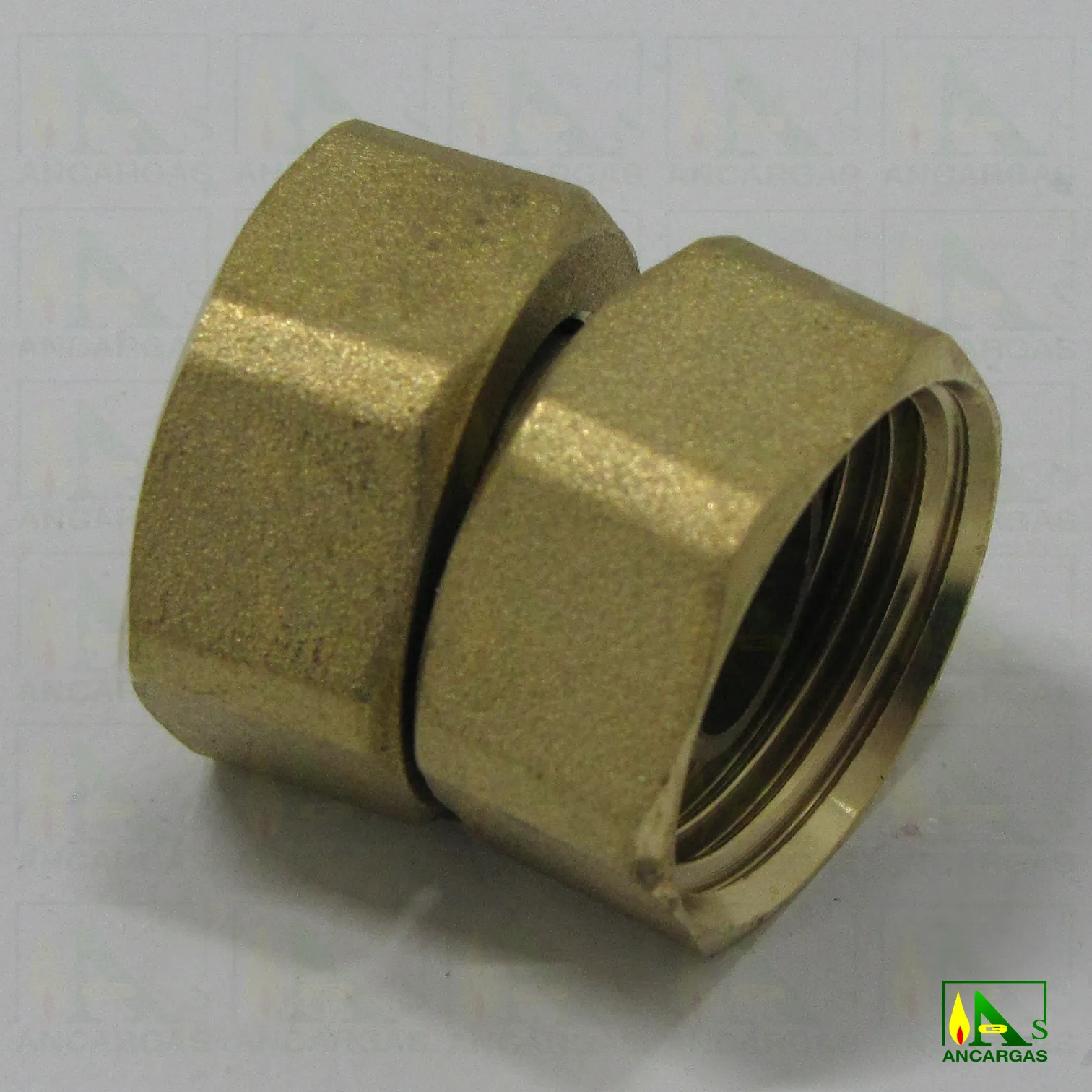 Racor doble tuerca corta de latón HxH - Imagen Web de Ancargas ©