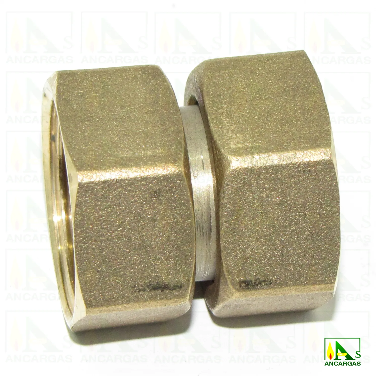 Racor doble tuerca corta de latón HxH - Imagen Web de Ancargas ©