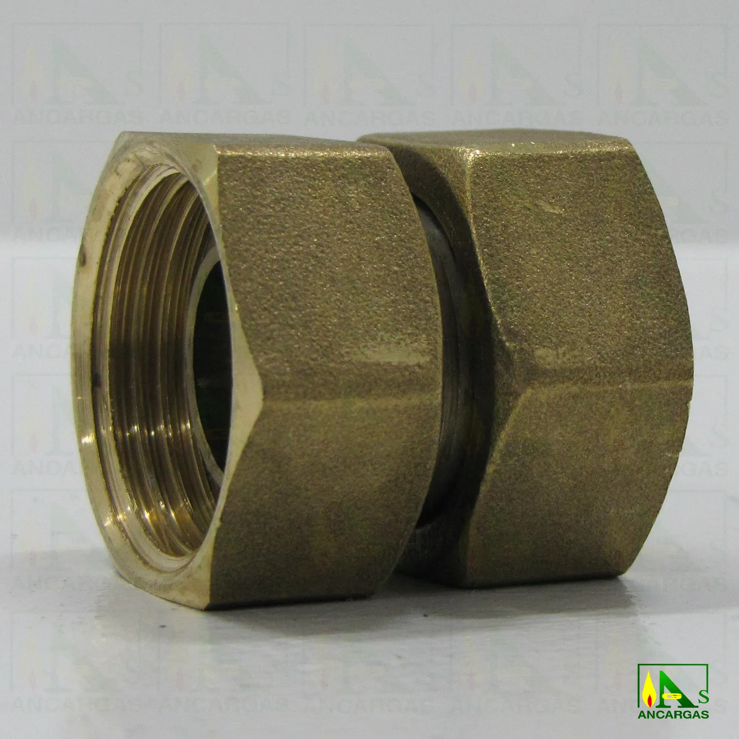 Racor doble tuerca corta de latón HxH - Imagen Web de Ancargas ©