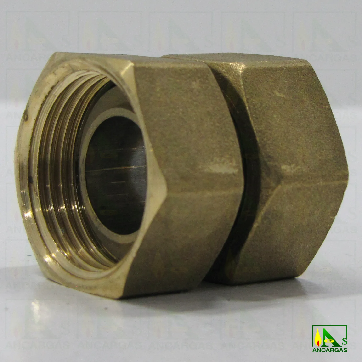 Racor doble tuerca corta de latón HxH - Imagen Web de Ancargas ©