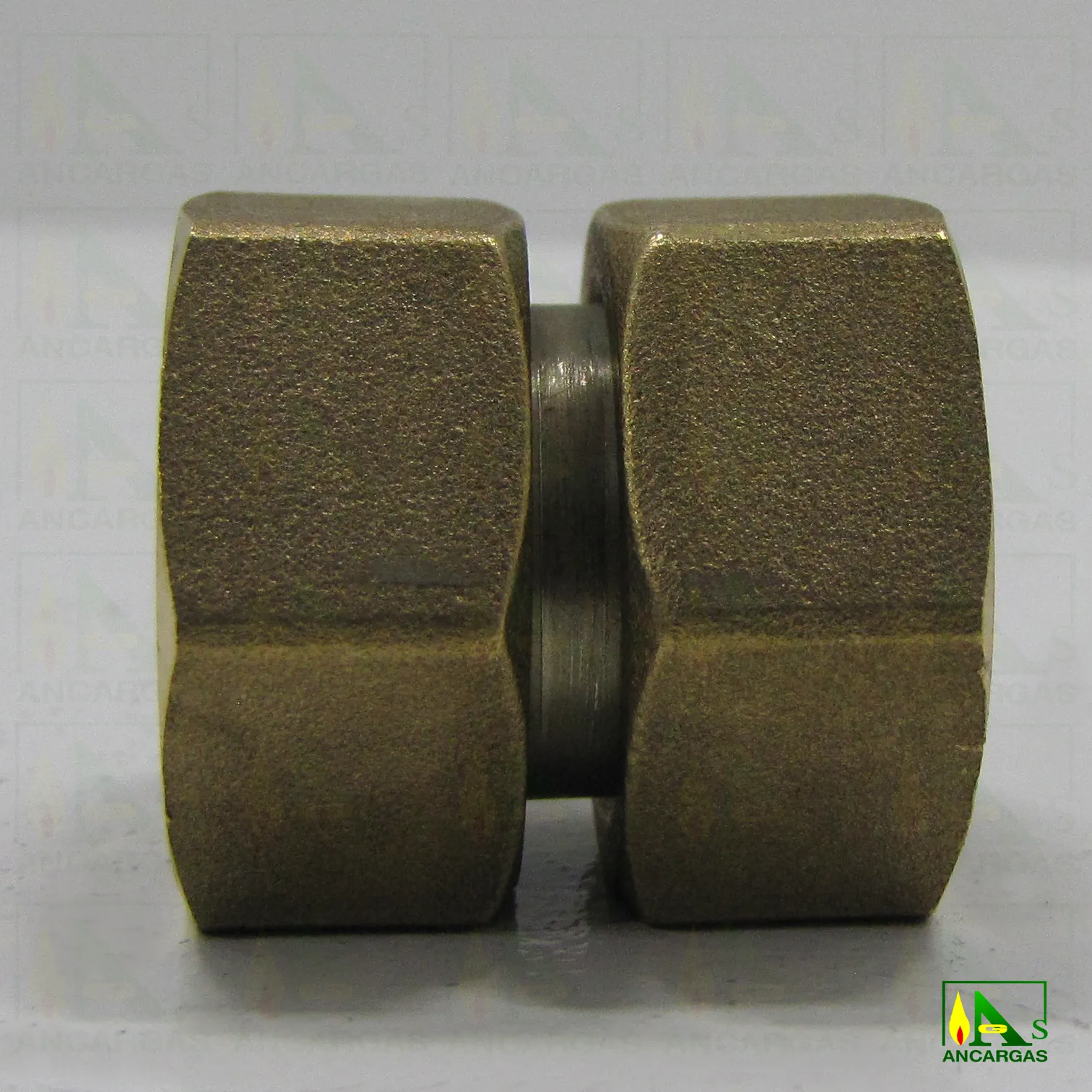 Racor doble tuerca corta de latón HxH - Imagen Web de Ancargas ©