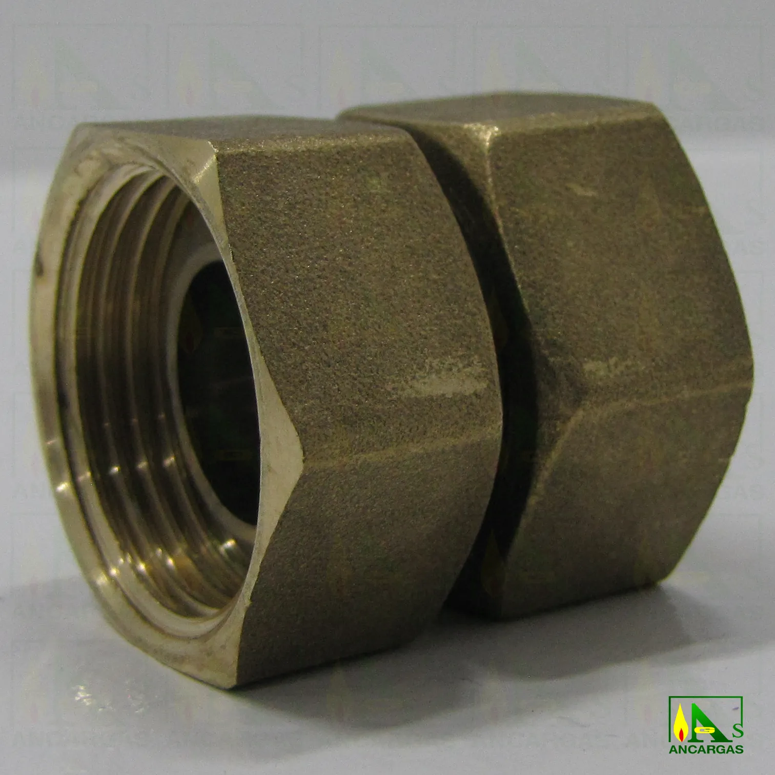 Racor doble tuerca corta de latón HxH - Imagen Web de Ancargas ©