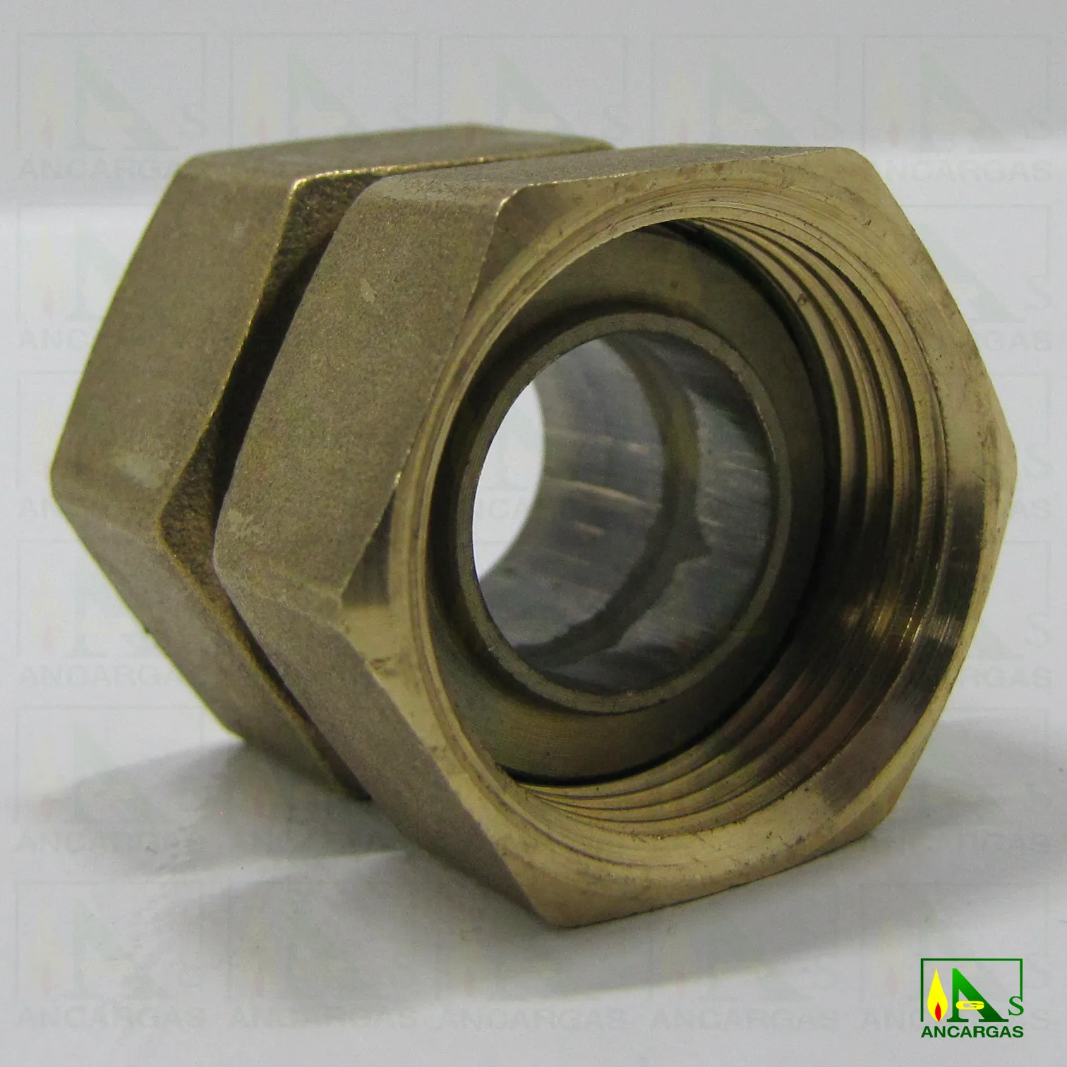 Racor doble tuerca corta de latón HxH - Imagen Web de Ancargas ©