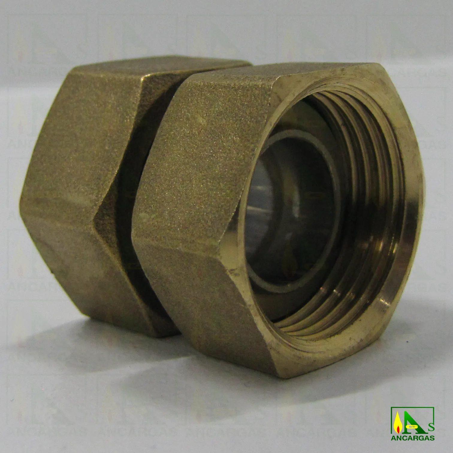 Racor doble tuerca corta de latón HxH - Imagen Web de Ancargas ©