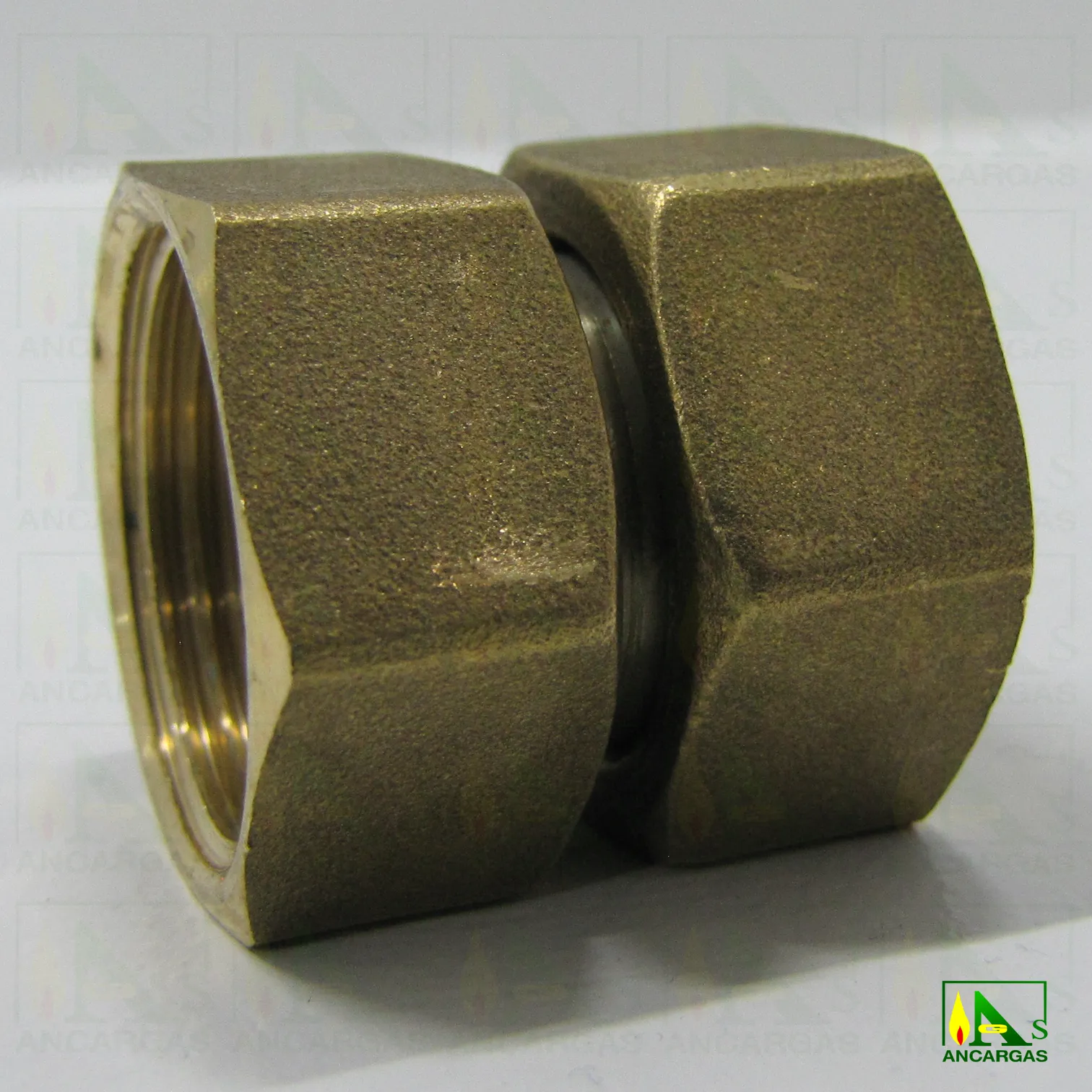 Racor doble tuerca corta de latón HxH - Imagen Web de Ancargas ©