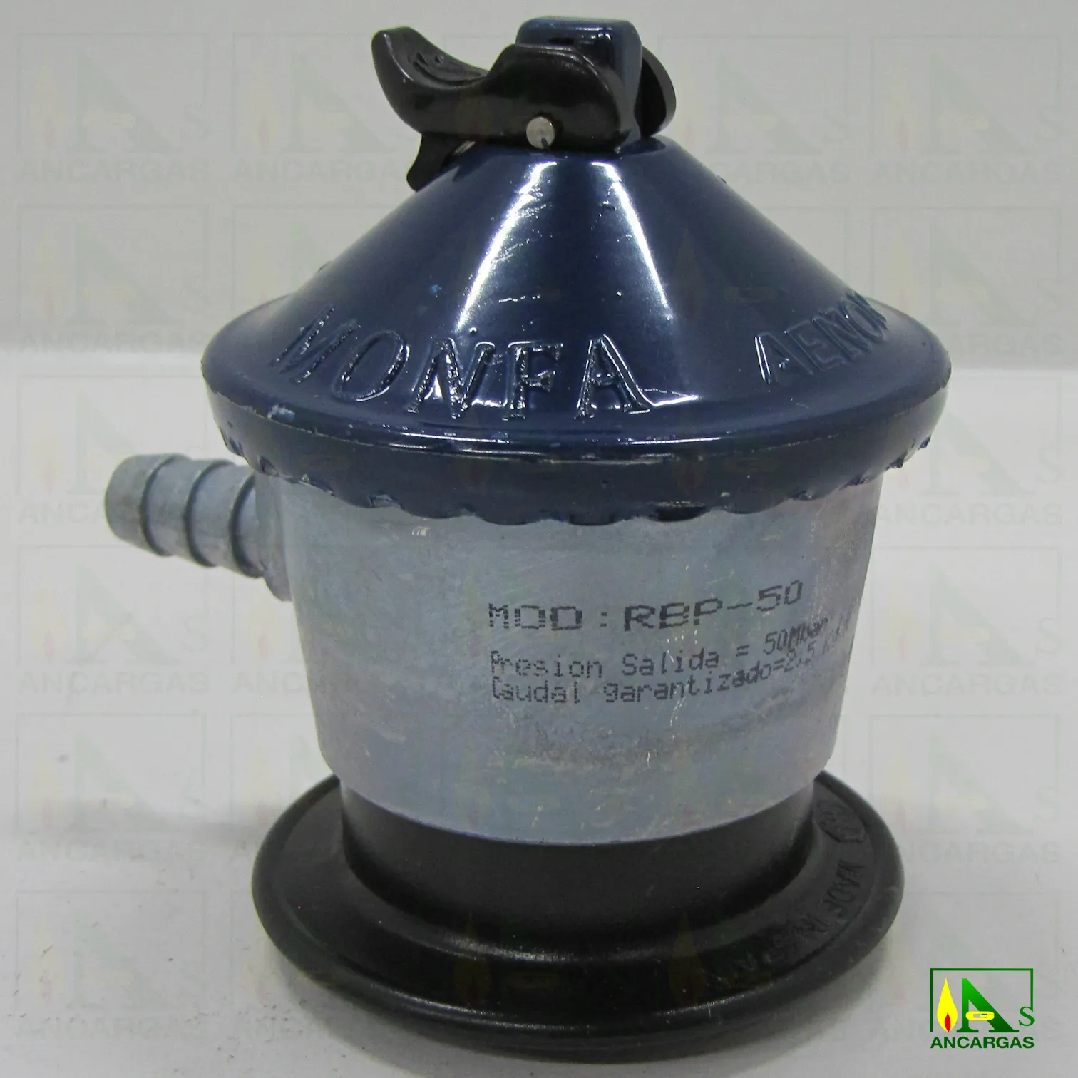 Regulador doméstico Aenor presión salida 50gcm2 - Imagen Web de Ancargas ©