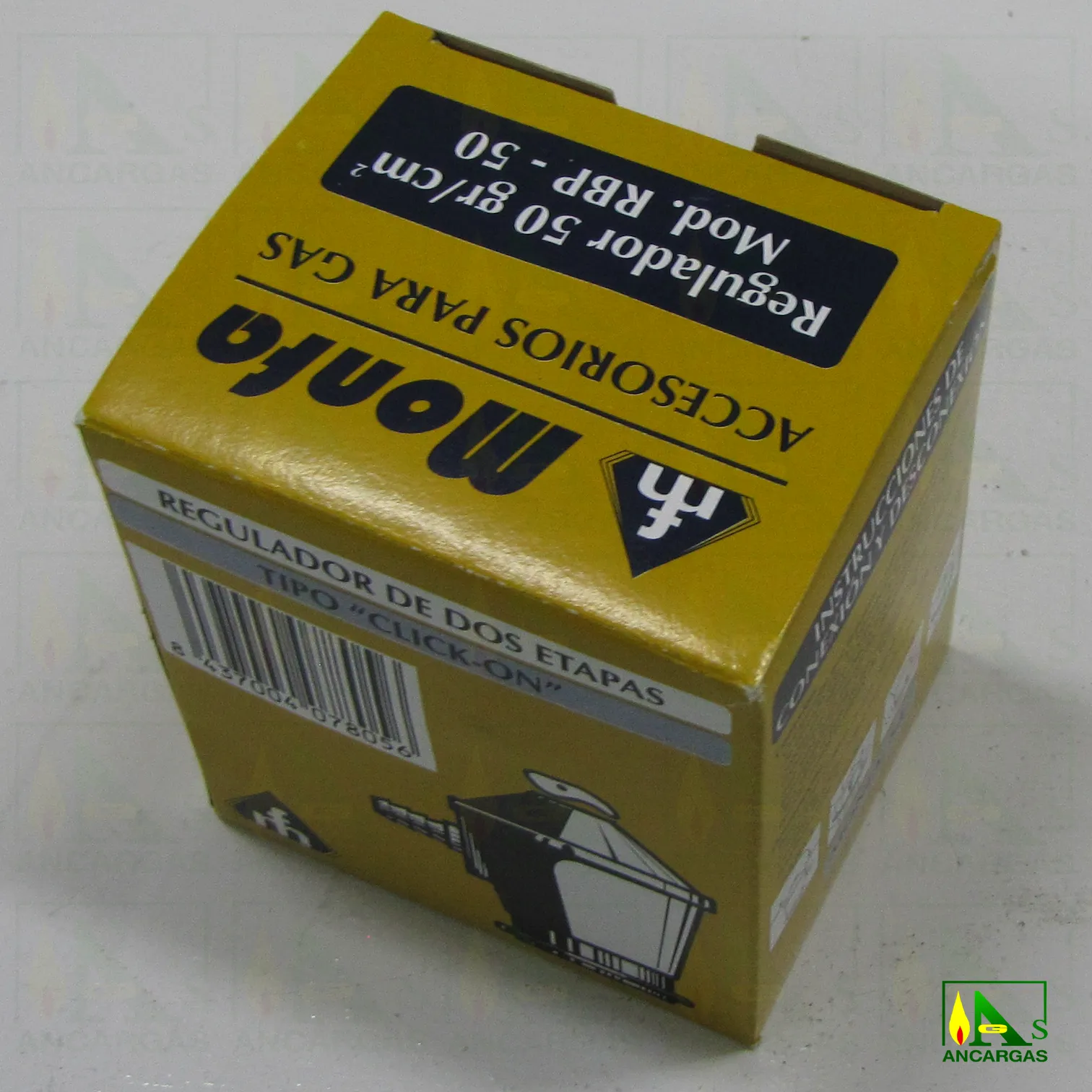 Regulador doméstico Aenor presión salida 50gcm2 - Imagen Web de Ancargas ©