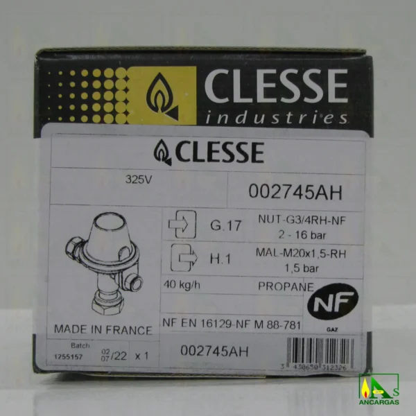 Limitador de presión antihelada CLESSE vertical - Imagen Web de Ancargas ©