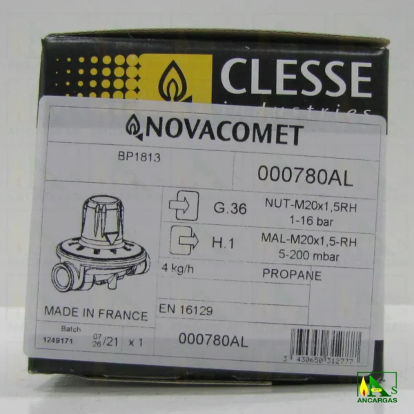 Regulador regulable NovaComet 5 a 200mbar 4kg - Imagen Web de Ancargas ©